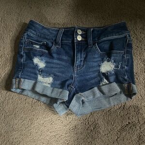 SO Blue Jean Shorts Distressed Cuffed Hem